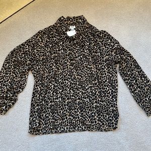 Cheetah Print Blouse with front tie and workable buttons